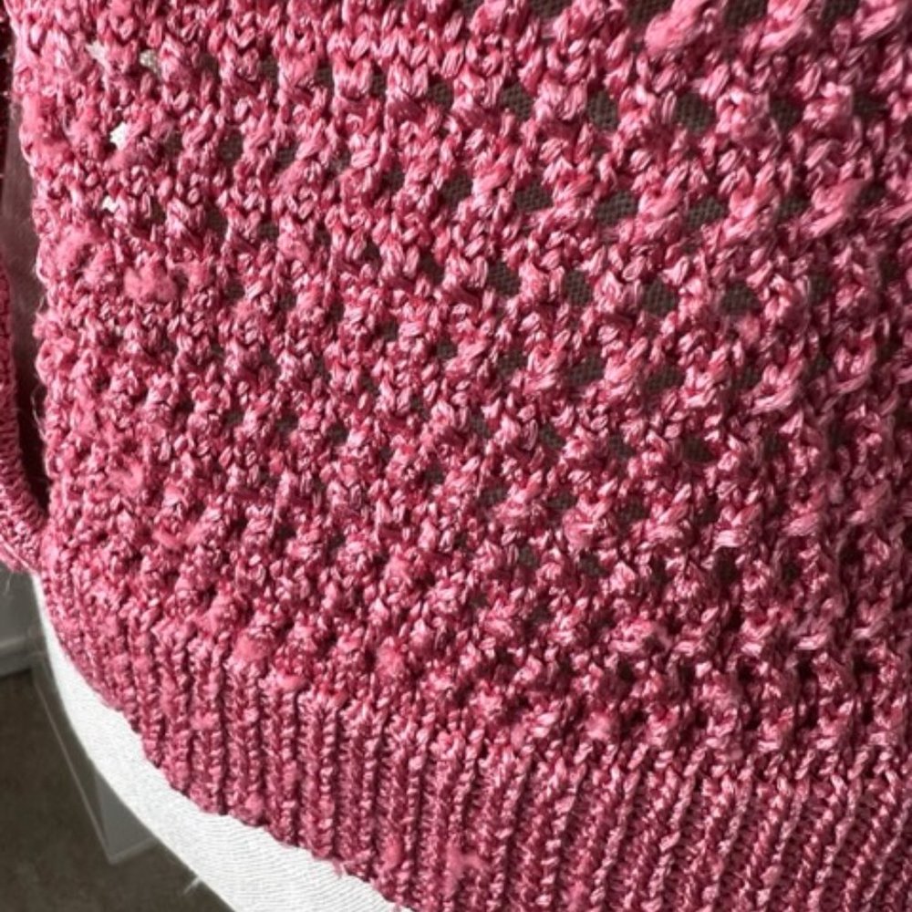 Rose-Colored Open Knit Shrug Cardigan - Picture 7 of 9